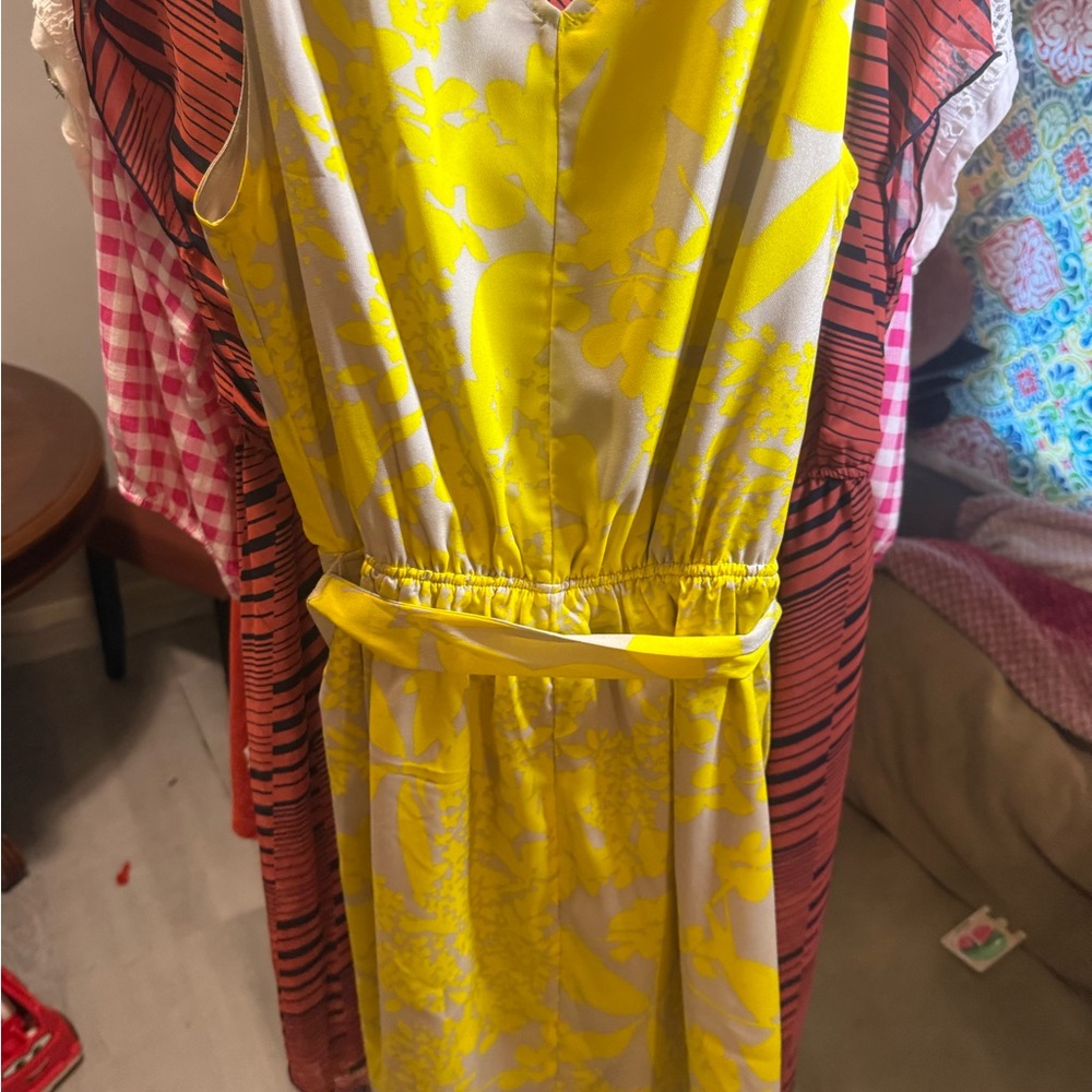 Express Yellow Ruffled Tie Front Sundress - Picture 2 of 5